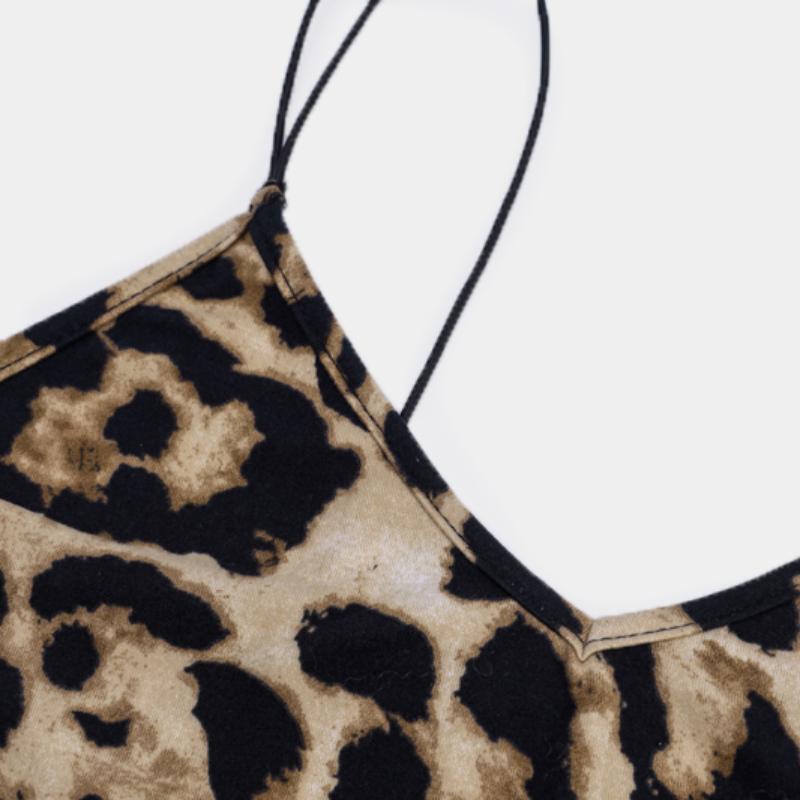 Leopard Print Sleeveless V-Neck Sexy Dress Women Bodycon Midi Dress Spring Fashion Streetwear Party Off Shoulder Elegant Festival Outfits