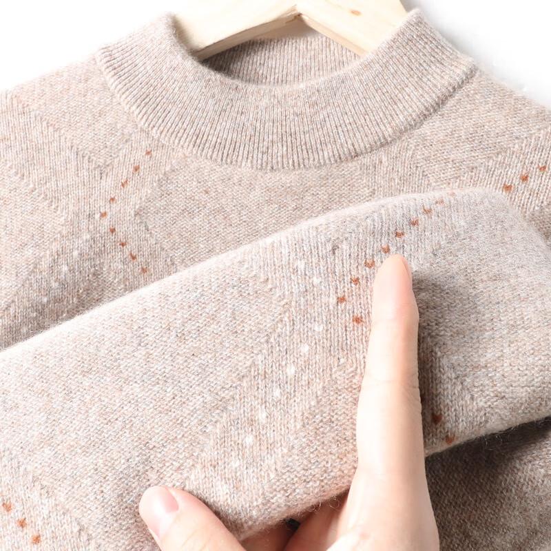 Hengyuanxiang Men's Pure Cashmere Thickened Round Neck Sweater