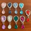 10pc 45 * 18mm Water Drop Pendant Rhinestone Buttons For Clothing Needlework Sewing Accessories Craft Supplies Decorative Button