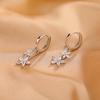 2024 New Zircon Flower Sterling Silver Circle Earrings for Women - Elegant, Trendy, and Exquisite Design.
