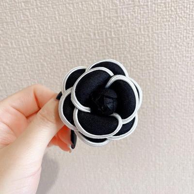 Black White Fabric Camellia Flower Brooches For Woman Men Mourning Brooch Pins Dress Shirt Fashion Accessories