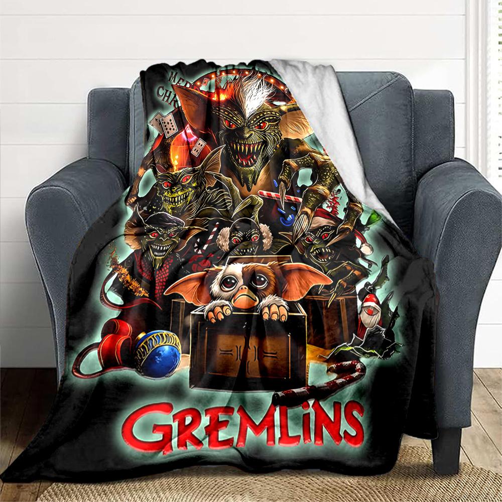 1pc Gremlins Blanket Lightweight Flannel Throw For Sofa, Bed, Travel, Camping, Livingroom, Office, Couch, Chair, And Bed