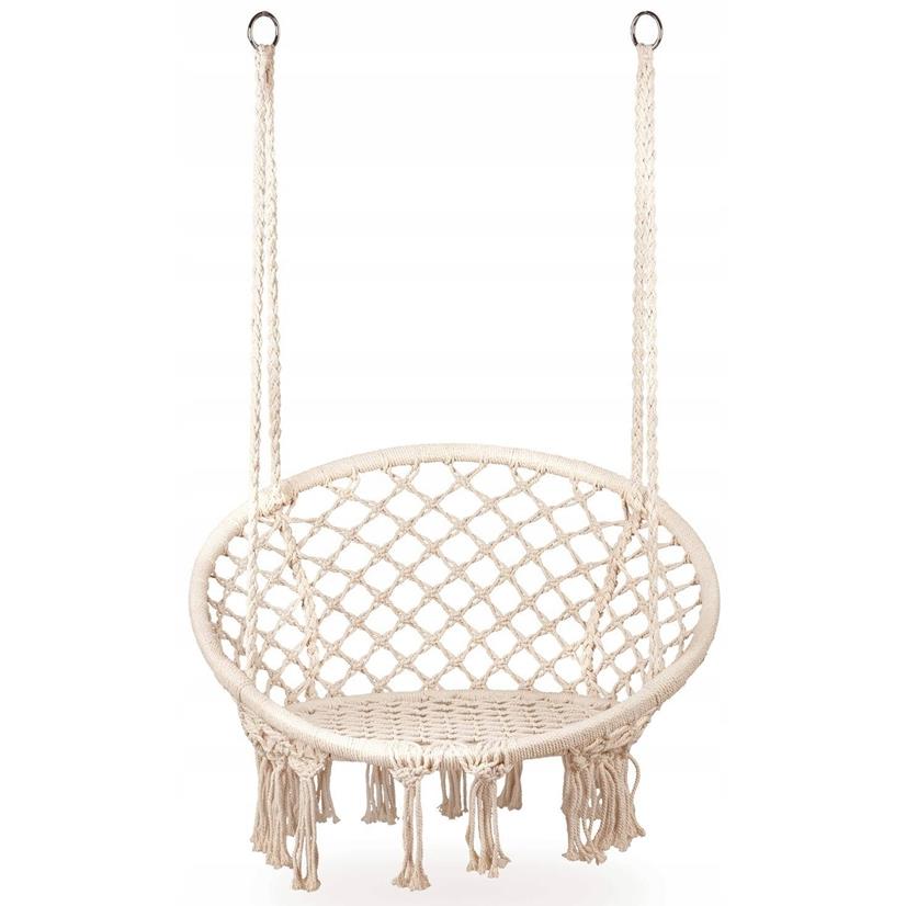 Stork's Nest Swing Hanging Chair Garden Boho for Home Garden 120cm - white