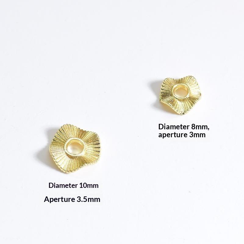 Flat Round Metal Spacer Beads Baroque Wave Gold Plated 50Pcs 6/8/10mm Suitable for Earring DIY Making Supplies