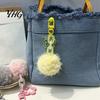 Backpacks Accessory Plush Ball Keychain, Fluffy Pompom Pendant with Hollow Star, Backpack Star Chain Bag Purse Decorative Accessories, Gift for Women