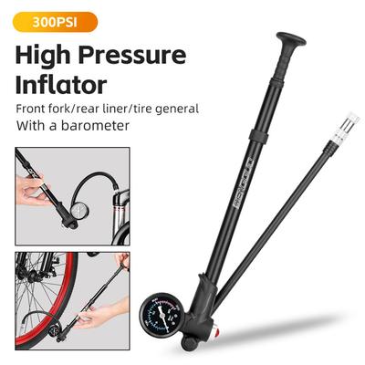Portable High-pressure 300PSI Bicycle Air Pump MTB Bike Shock Pump With Schrader Valve Gauge for Front Fork Rear Suspension