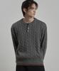 WORK ON BODY OFF Tord Semi-Overfit Cable Henley Neck Knit [Gray]