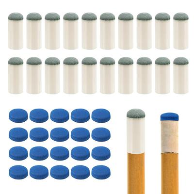 NEW 20Pcs Slip-On Pool Cue Tips and 20 Leather Pool Cue Tips