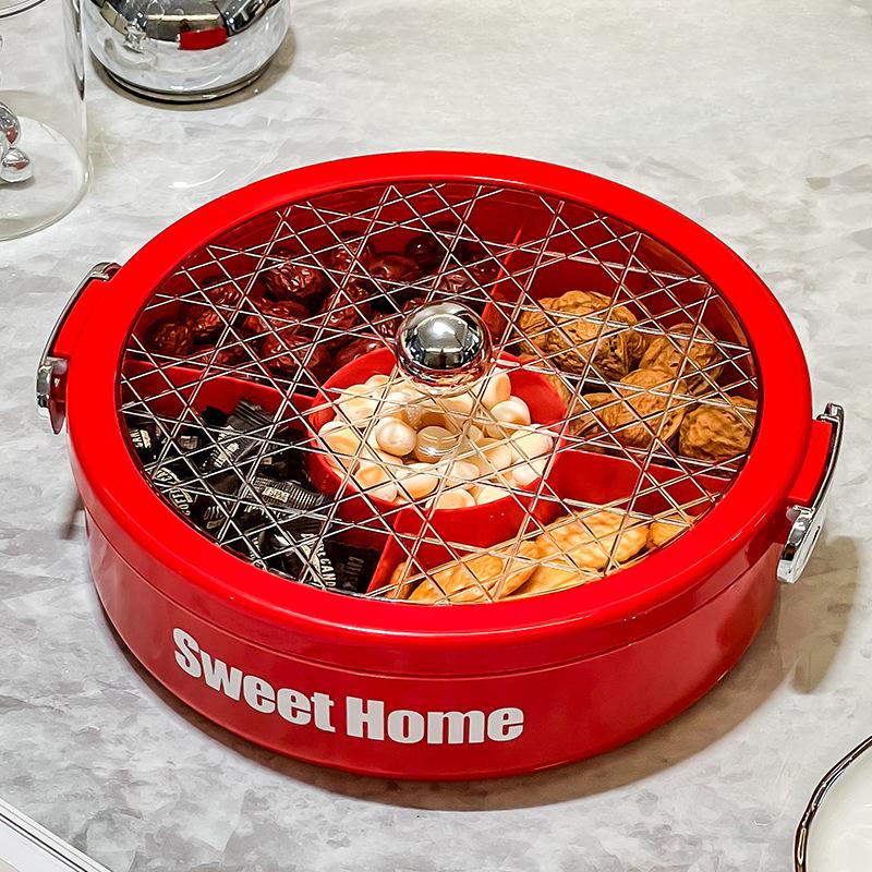High-value Light and Luxurious Sealed Nut Snack Candy Tray New Year's Chinese New Year's Dried Fruit Tray Home Living Room Coffee Table Fruit Tray