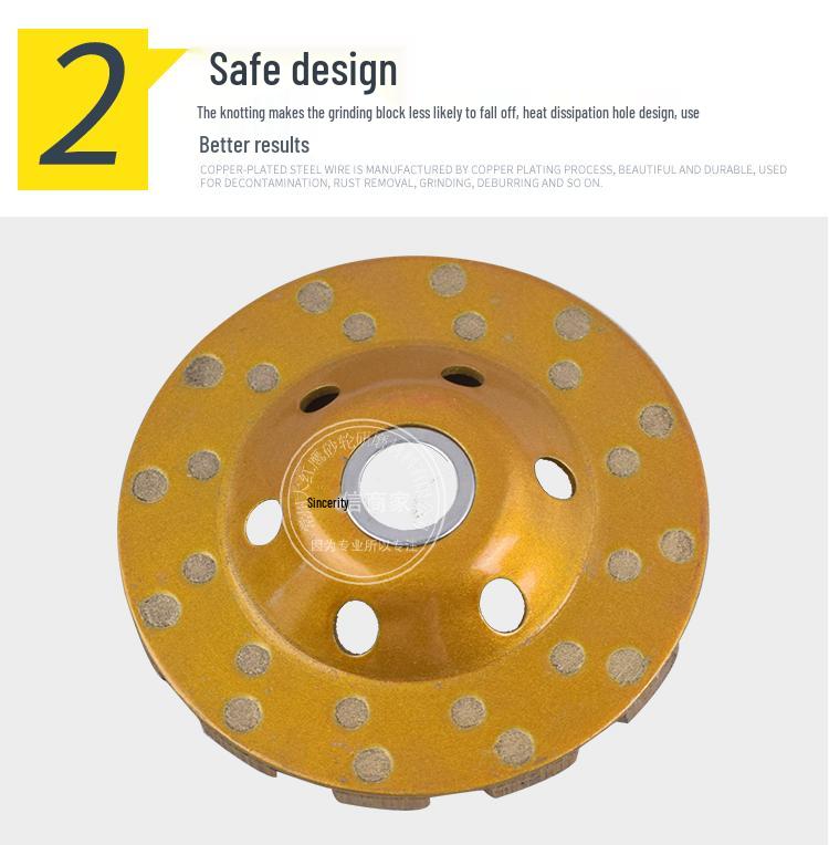 Thickened Diamond Bowl Disc for Angle Grinders - Concrete, Cement Floor Grinding & Polishing