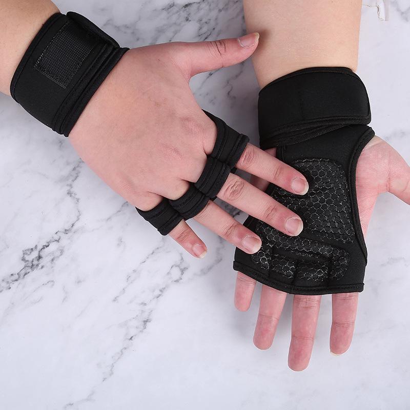 Unisex Half-Finger Fitness Gloves with Extended Wrist Guard - Non-Slip, Wear-Resistant for Weightlifting and Pull-Ups