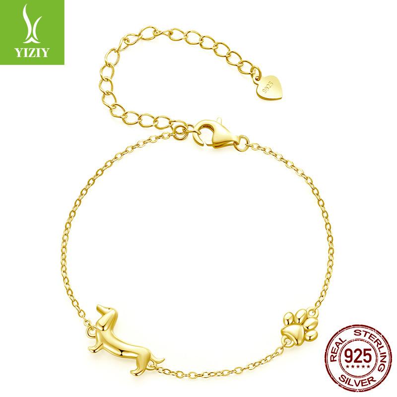 Dachshund Dog Bracelet Female, Simple And Cute Animal Dog S925 Sterling Silver Bracelet Jewelry