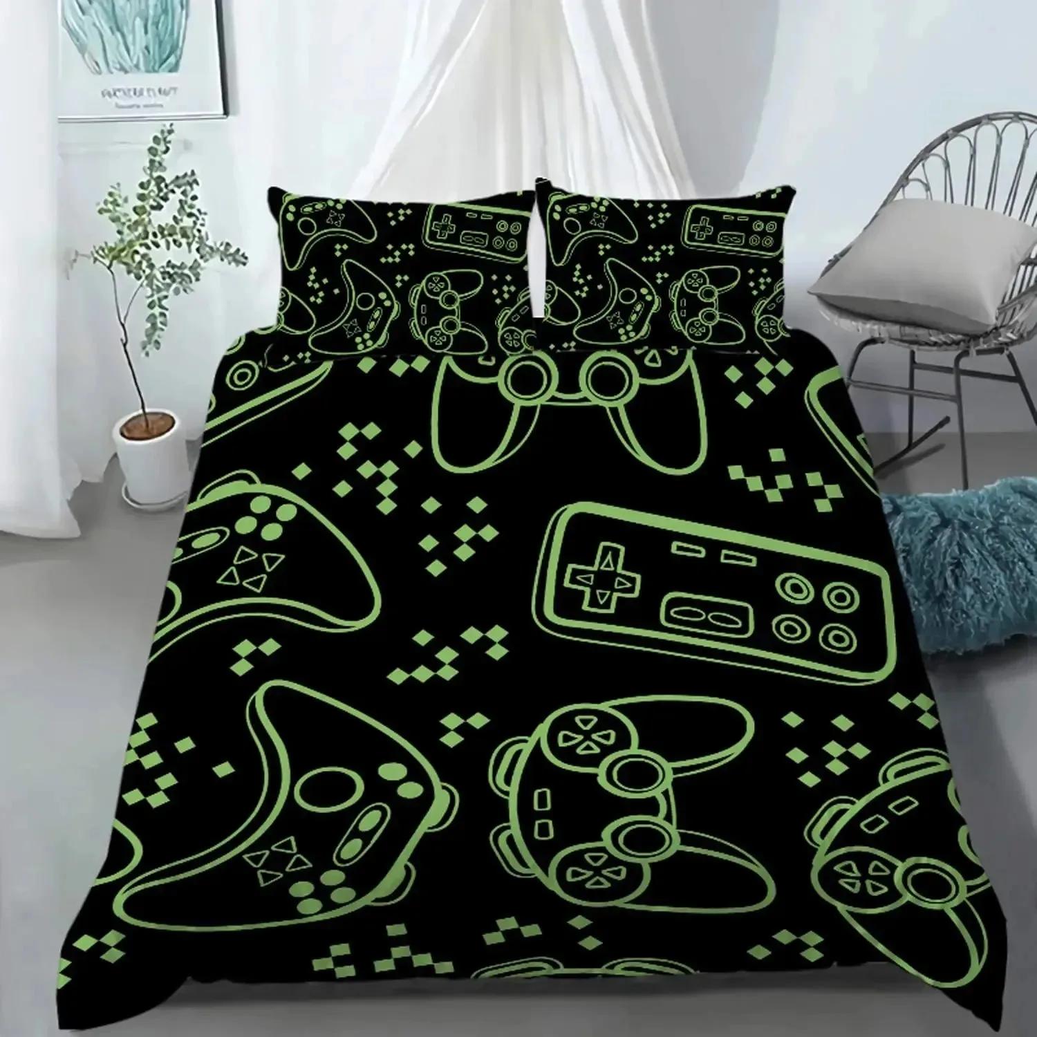 

3D Printed Game gamepad Bedding Set Boys Girls Twin Queen Size Duvet Cover Pillowcase Bed Boys Adult Fashion Home Textileextile EU single(135x200cm)
