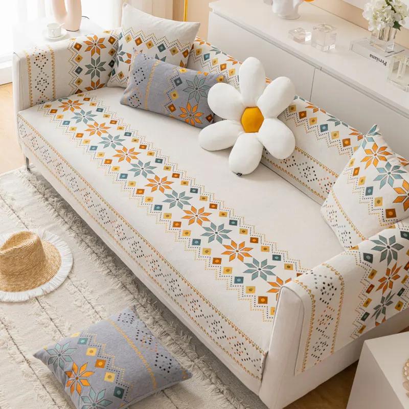 EIFLOY-Boho Sofa Cover, 2, 3, 4 Seater, L Shape, Chenille, Non-slip Leather Couch Furniture Slipcovers, Soft, Wholesale