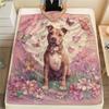 Pink Pitbull,pattern Flannel Blanket, High quality Comfortable for All Seasons, Home Decor, Warmth and Comfort, Perfect for Gifts.