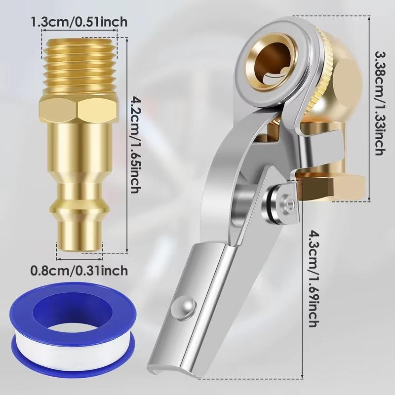 2 Stück Geschlossener Kugel Reifenfüller 1/4 Zoll FNPT Robuster Metallclip Verriegelnder Luftfüller 250 PSI Max Luftkompressor Zubehör
