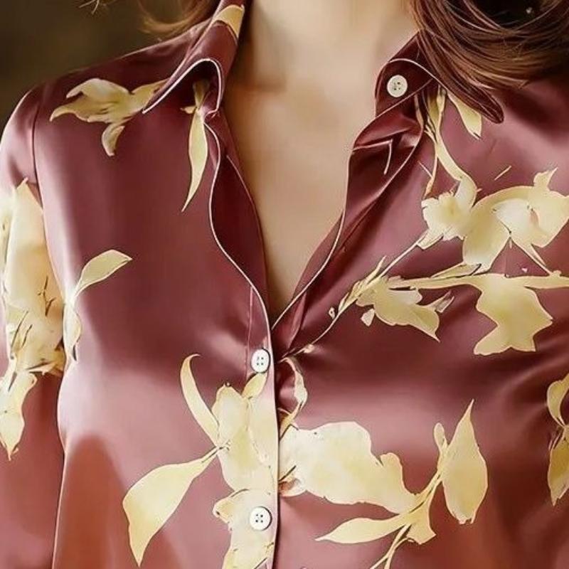 Satinbluse mit Blumenprint, perfekt für den Alltag und Geschäftsbesprechungen