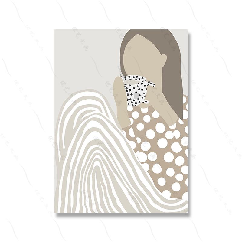 Kaffee Mädchen Atmen Abstrakt Punkte Kunst Leinwanddruck Schokolade Seltsame Kleidung Wand Roon Heimdeko Poster Malerei Weiblicher Schlafsaal
