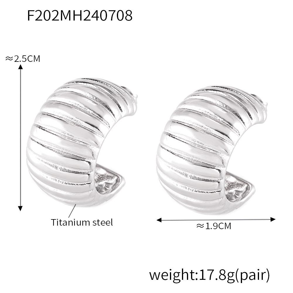18K Gold-Plated Titanium Steel C-Shaped Stripe Earrings - Elegant, Lightweight, Non-Fading, Luxurious for Women