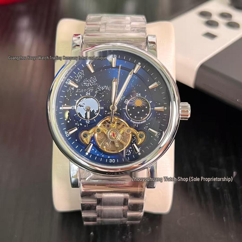 Orologio Meccanico Tourbillon da Uomo Fiume Stellato Fase Lunare - Completamente Automatico, Bestseller Transfrontaliero
