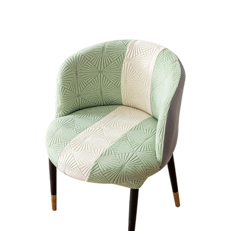 1Pc Tri Color Splicing Jacquard Curved Chair Cover Elastic Armchair Seat Covers Big Round Chair Slipcovers Negotiation Room