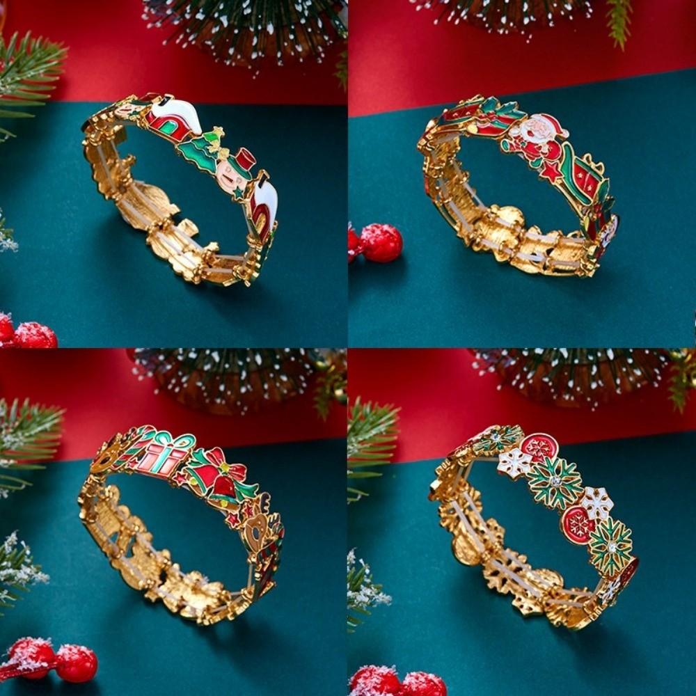 Multicolor Stretch Bracelet Reindeer Charm Bangle Popular Christmas Enamel Bracelet  Christmas