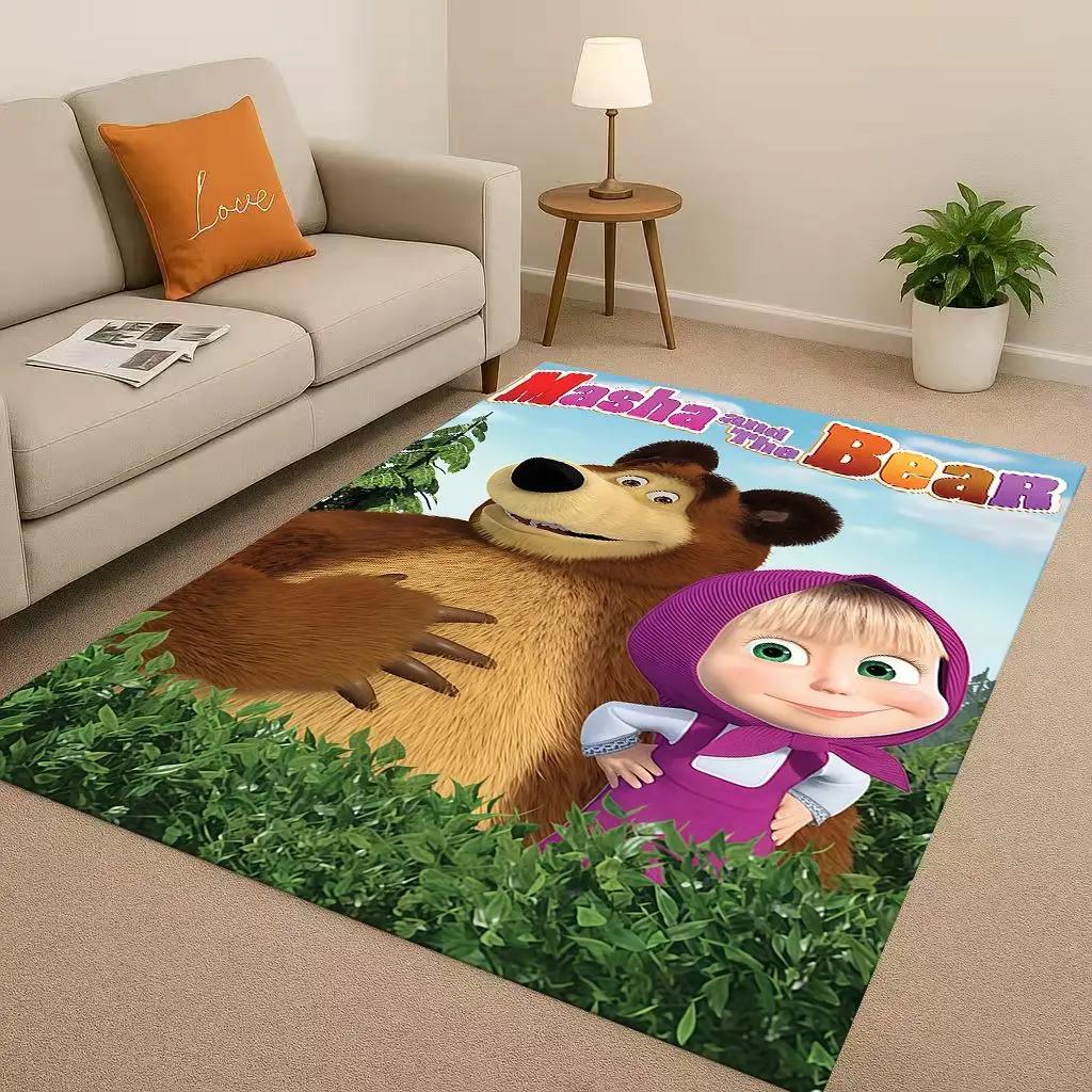 New Cartoon M-Masha And B-Bear Christmas Gift Living Room Non-Slip Area Rug Carpet For Bedroom Playroom Sofa,Home Decor Doormat