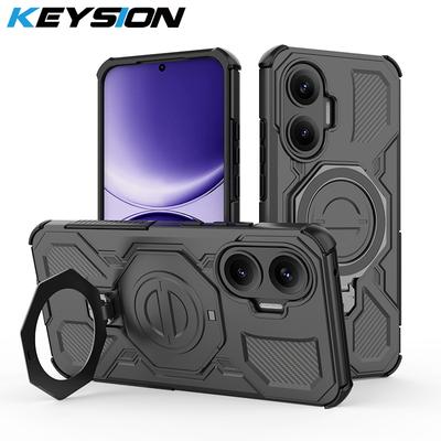 KEYSION Shockproof Magnetic Case for Xiaomi POCO F7 X7 Pro Upright Live Metal Ring Stand Phone Back Cover for Redmi Turbo 4 Pro