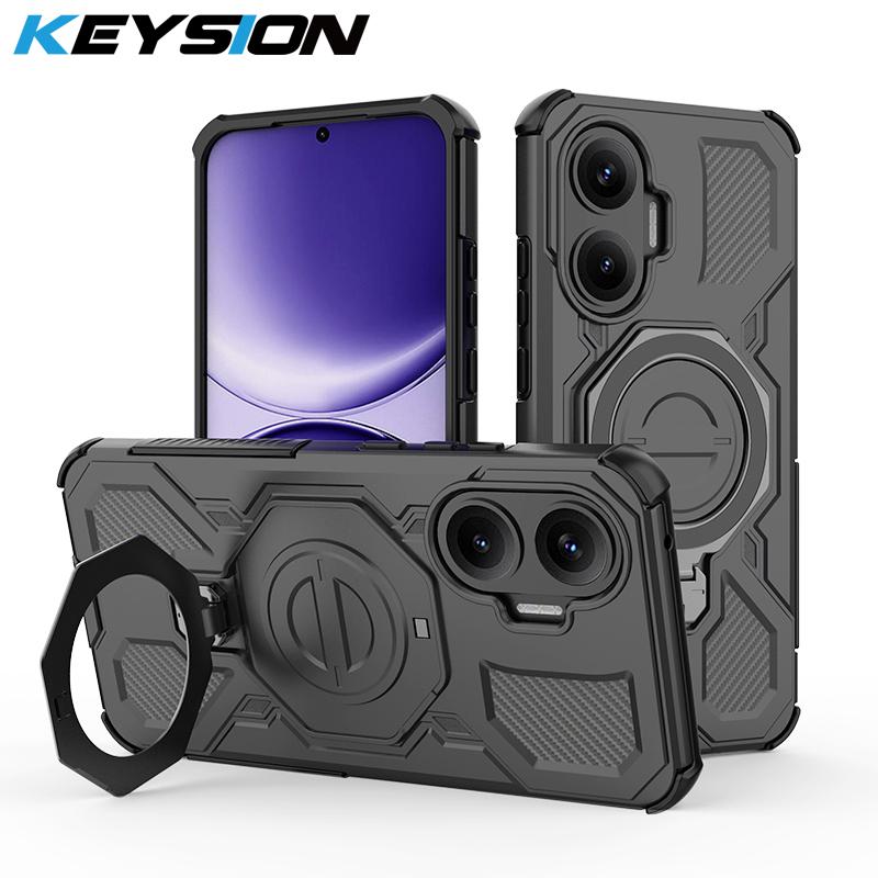

KEYSION Shockproof Magnetic Case for Xiaomi POCO F7 X7 Pro Upright Live Metal Ring Stand Phone Back Cover for Redmi Turbo 4 Pro for Redmi Turbo 4 Pro фіолетовий