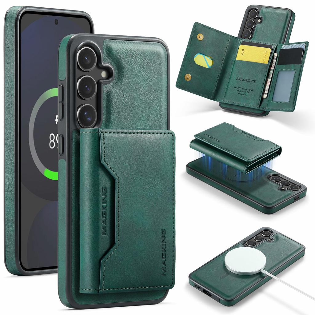 MAGKING K2 Series For Samsung Galaxy S24 FE Magnetic Case PC + TPU + PU Phone Cover with RFID Blocking Wallet