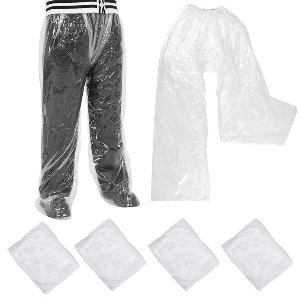 Waterproof Disposable Clear PE Trousers Fishing Protect Foot Rain Pants Split Raincoat Rainsuit Outdoor Tourism Travel Cycling