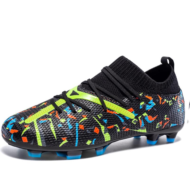 35-45 Men's Large Size Football Shoes Graffiti Kids High Top Long Nails Indoor Outdoor Anti-slip Football Boots