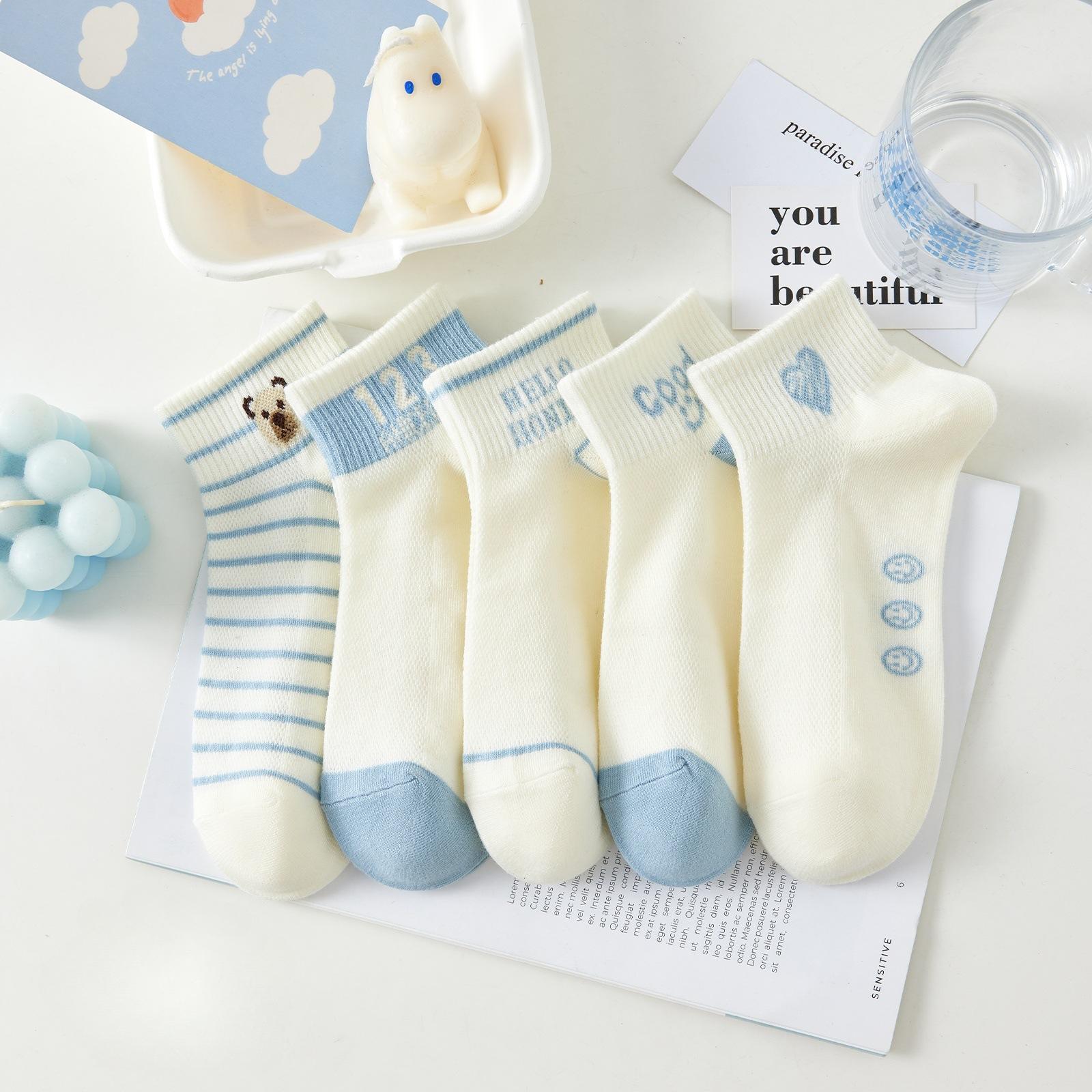 

5 пар коротких носков. Милые женские чулки. Мягкие, дышащие и удобные носки. 5 pairs