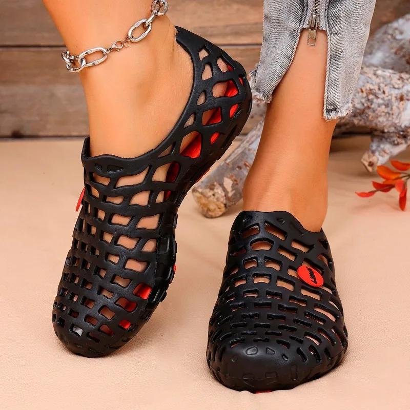 Women's Sandals Flat Sole One Kick Hollow Anti-Slip Sole Shoes Women Leisure Outdoor Summer New Roman Novelty Sandalias De Mujer