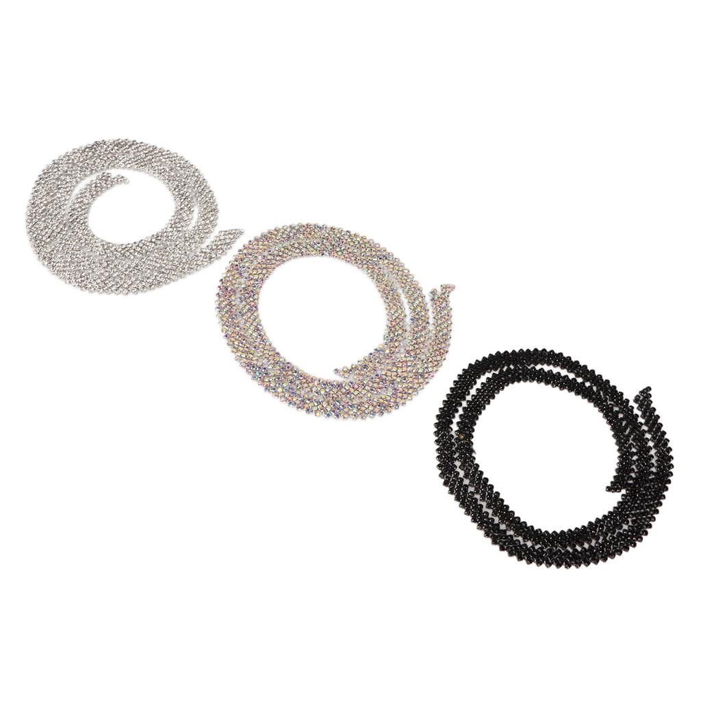3 Yard 5 Rows Rhinestone Trim Glittering Sparkling Beautiful 3 Colors Rhinestone Chain Applique for Wedding Clothing