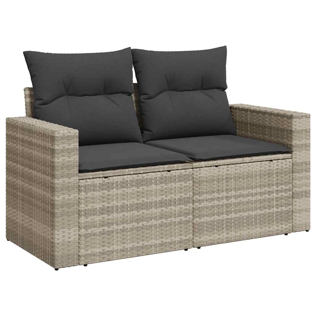 5 Piece Garden Sofa Set with Cushions Light Grey Poly Rattan