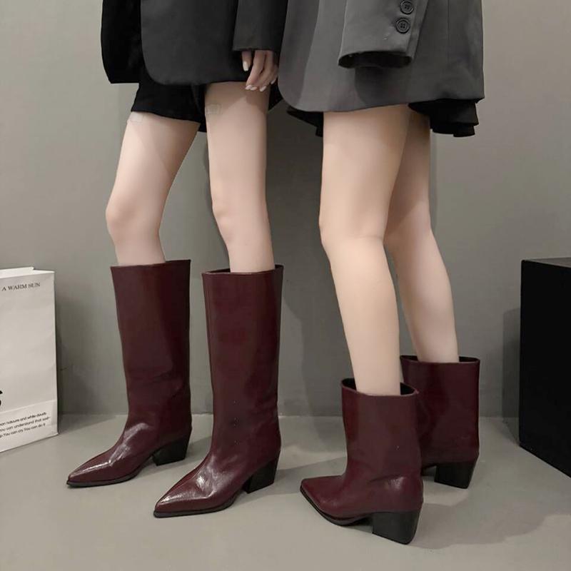 Fashion French-style Long-thigh Boots Women's Autumn and Winter Pointed Toe Knee-high Boots Look Thin
