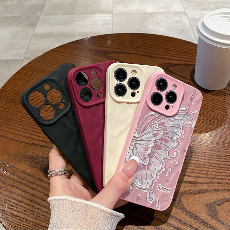 Surface Wrinkles and Unevenness Phone Shell Butterfly Wing Printed Protective Matte TPU Cover Soft Silicone Case