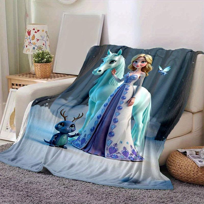 

1PC Winter Wonderland Fantasy Blanket, Seasonal Decorative Throw, Cartoon Horse & Dragon Design, Soft Flannel Throw Blanket, Versatile & Coz 100x150cm
