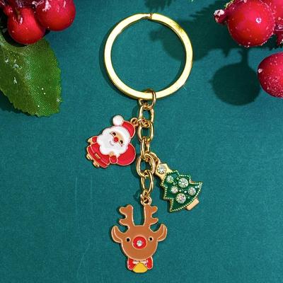 Christmas Keychain Bag Charm Decoration Key Chain Purse Pendant Handmade Xmas Keyring Decor for