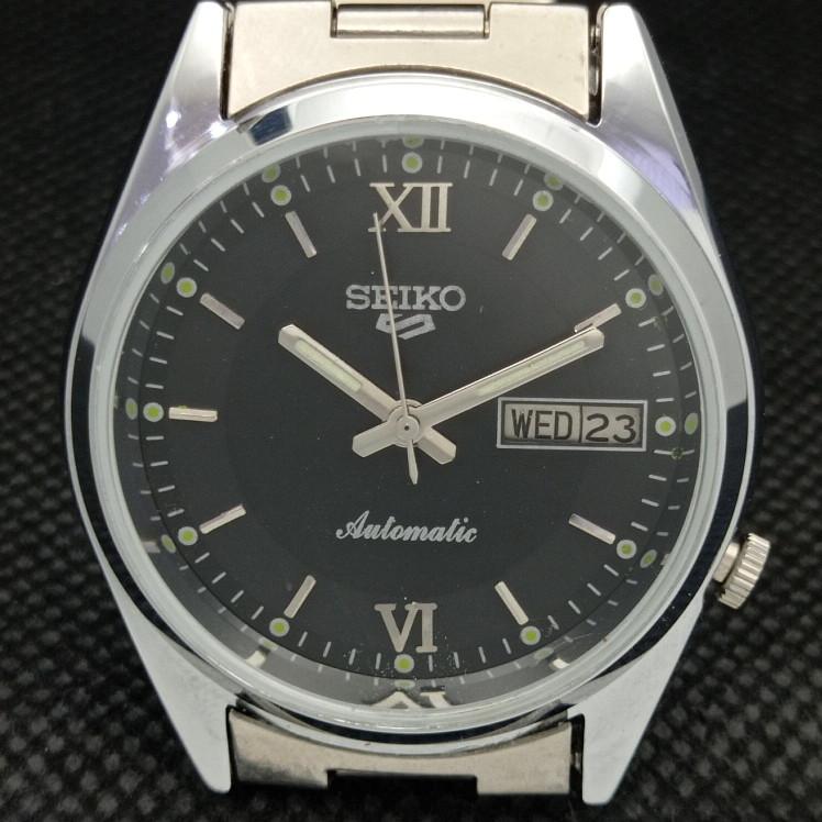 REFURBISHED VINTAGE SEIKO 5 AUTO 7009A JAPAN MENS D/D BLACK WATCH 605-a314195-2 SKU605-a314195