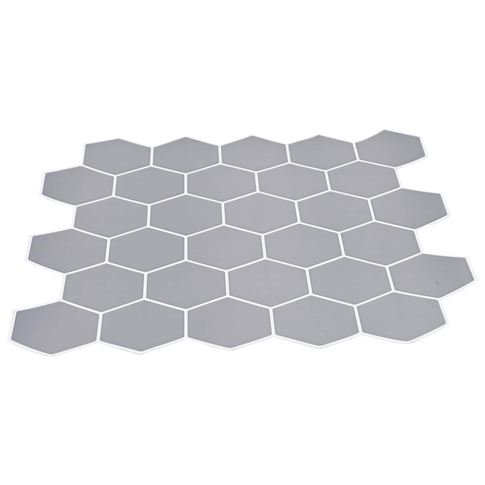Sechseckige Fliese 50 Stück Grau 30 x 30 cm Polyurethan und PET