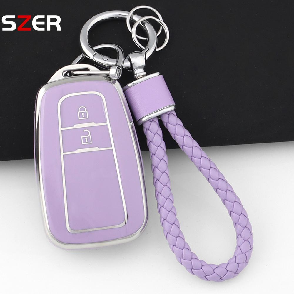 2 Buttons For Toyota Prius Camry Corolla Chr C-Hr Rav4 Land Cruiser Prado Tpu Car Key Case Cover Shell Fob Keychain Accessories