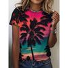 Ladies' Coconut Tree Sunset Printed Short Sleeved T-shirt