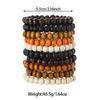 Vintage Mixed Color Wooden Bead Bracelet Set, Multi-Layer Stackable Beaded Bracelets, Boho Minimalist Hand Jewelry