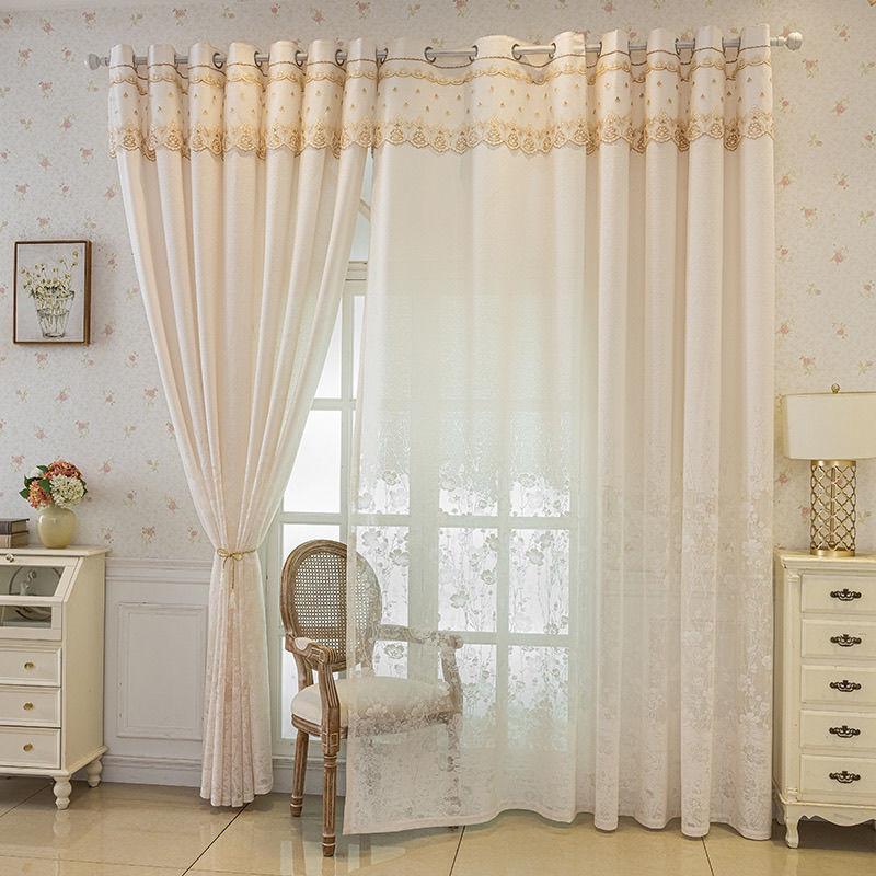 Sheer Curtains White Embroidered Floral Voile Drapes for Living Room Bedroom
