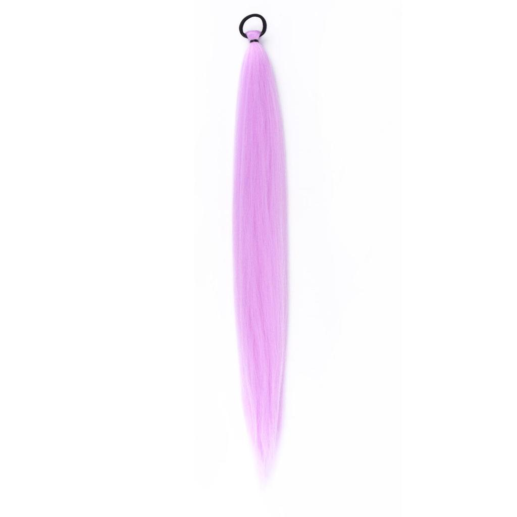 Synthetic Fiber Wig with Purple Ponytail Braid and Elastic Hair Tie