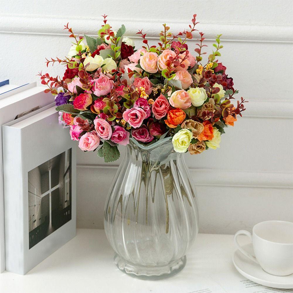 Multicolor Rose Bouquet Artificial Flower 21 Heads Simulation Flowers New Faux Rose Flower  Gifts