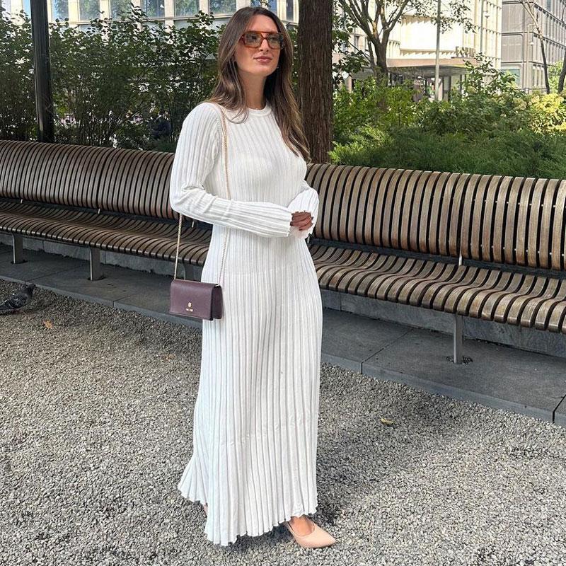 Sweater Dress Moda Vestido De Punto Grueso Vestido Largo De Punto