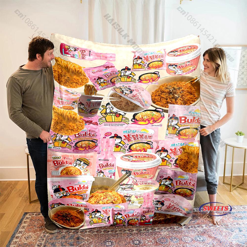 16 Styles Spicy Chicken Noodles Instant Noodles Print Blanket Fun Holiday Gift for Family Friends Home Sofa All Seasons Blanket